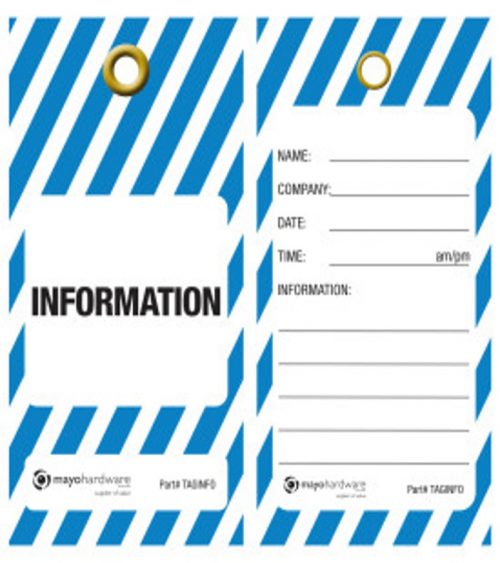 TAGINFO- Tags Information Blue/Black/White (25 Pack)